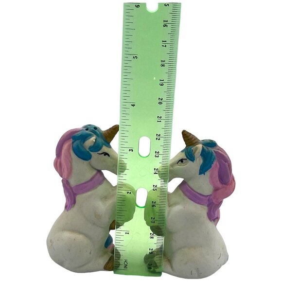 Porcelain Ceramic Pastel Unicorn Salt and Pepper Shaker Set Fantasy Collectible - Picture 9 of 9